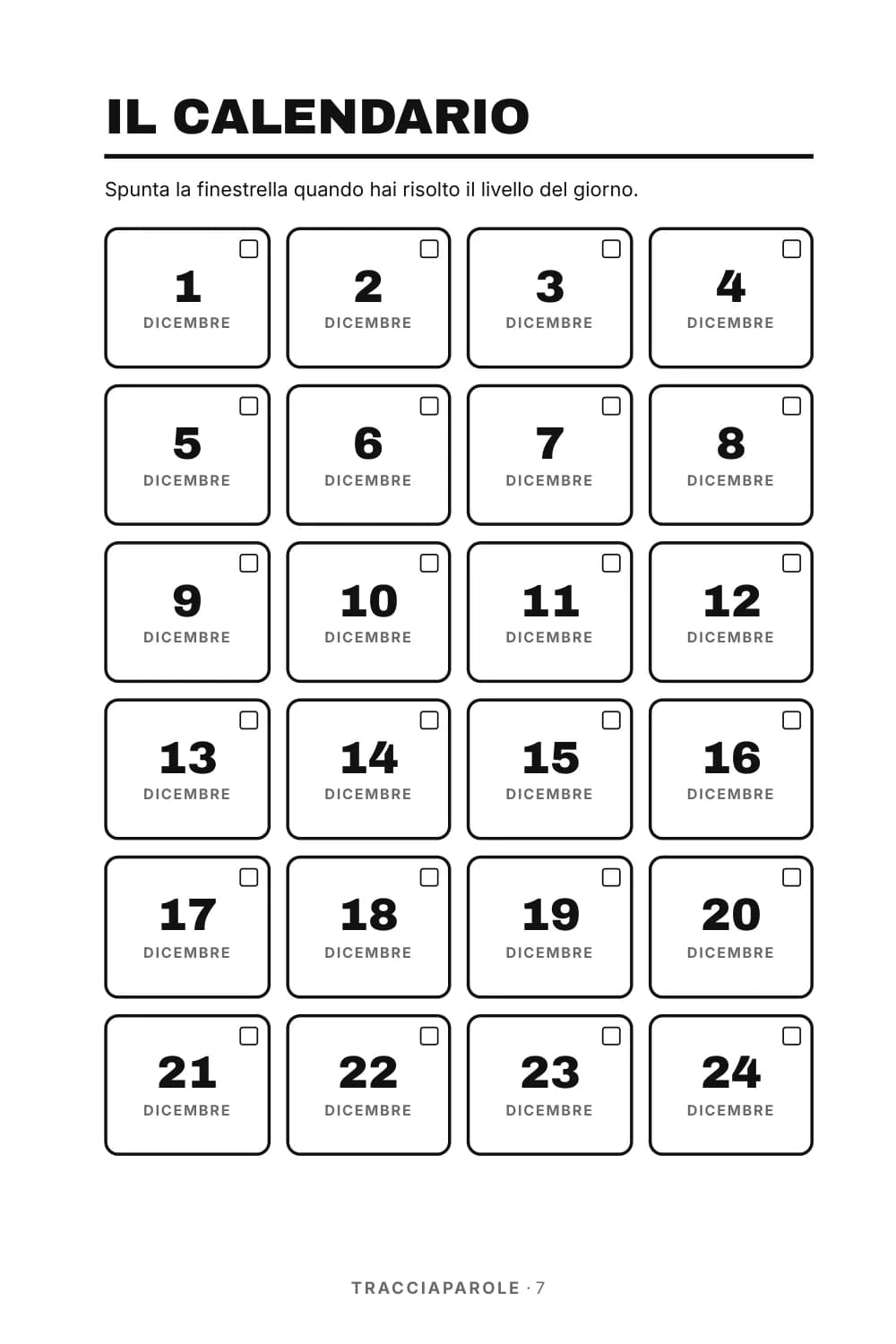 Il calendario a finestrelle