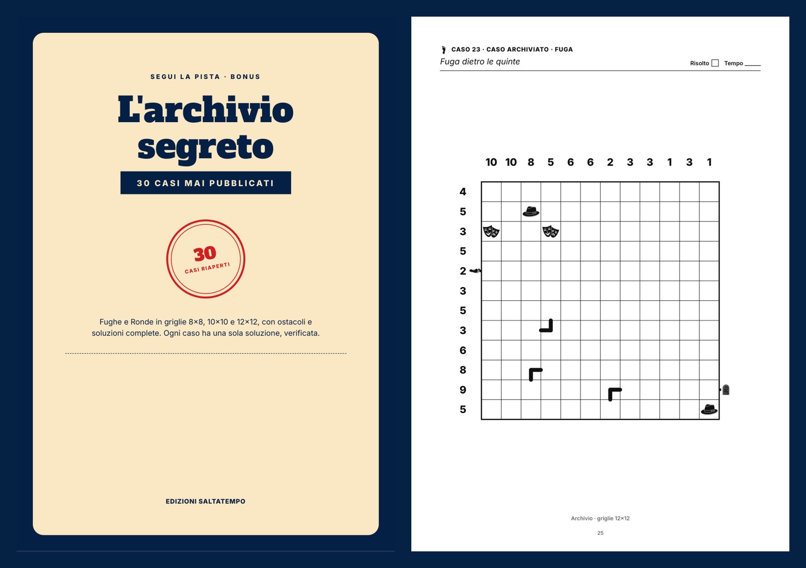 Due pagine del bonus: la copertina L'archivio segreto e un caso 12x12 da risolvere